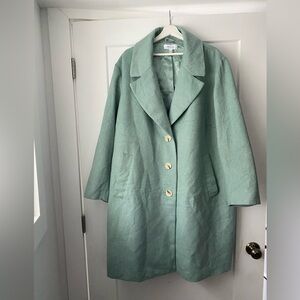 Addition Elle 4X Wool-Blend Women’s Pea Coat, Light Turquoise ,Longline